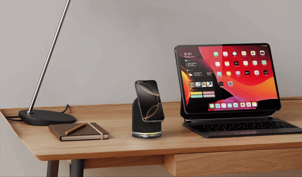 Magnetic Wireless Charging Bluetooth Speaker RGB Colorful Ambient Light ...