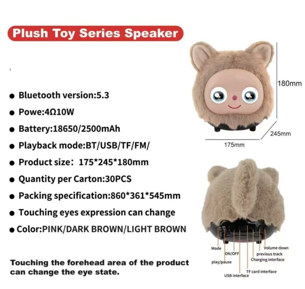 Plush Toy AI Voice Bluetooth Speaker, Smart Interactive Talking Speaker Portable Pendant Gift