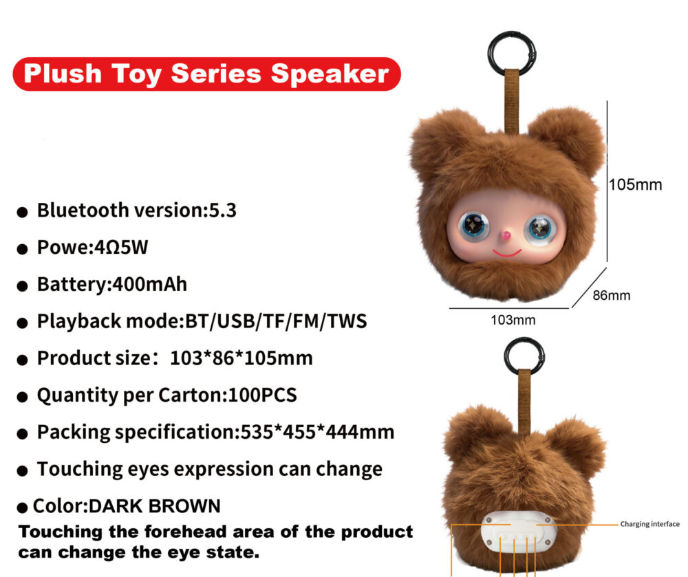 Plush Doll AI Voice Speaker Kids Portable Backpack Bluetooth Music Early Education Toy