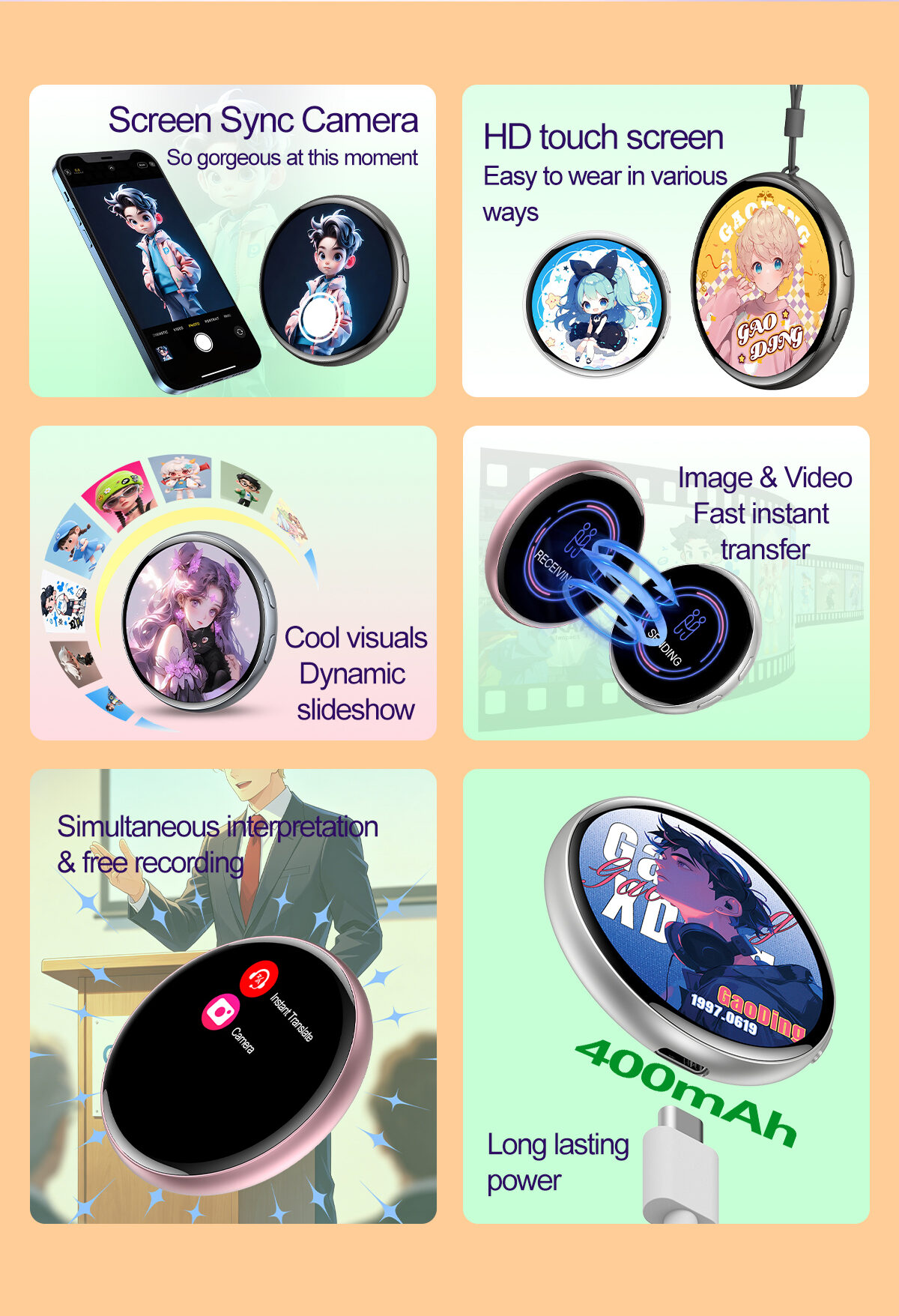 Custom Rechargeable Bluetooth Sound Badge Glowing Lapel Pin for Cosplay Anime - Image 10