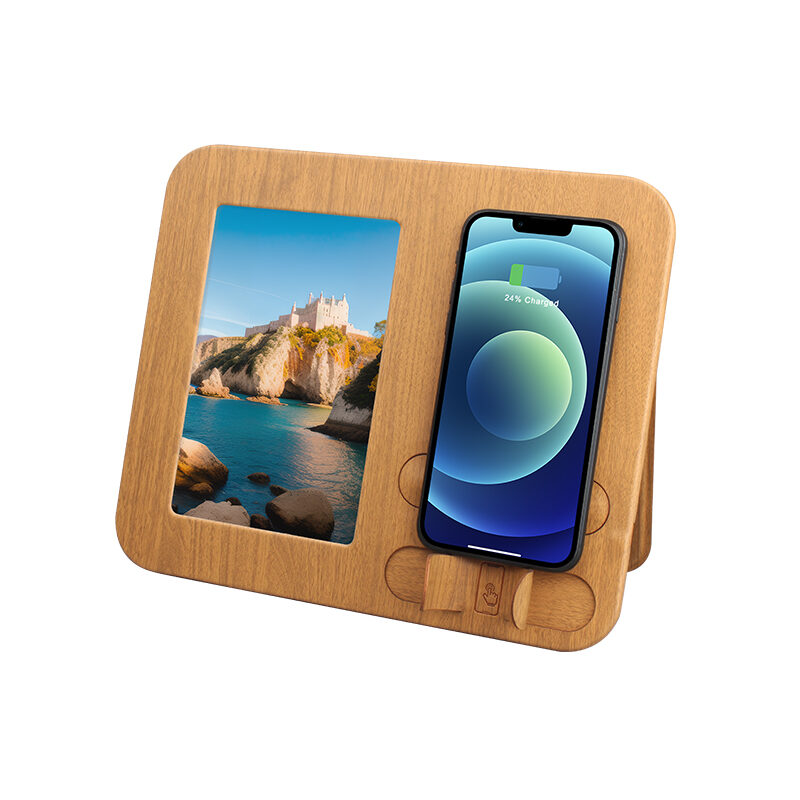 15W QI Wireless Charging Mouse Pad with Photo Frame Slot, Waterproof Anti-Slip Office Desk Mat