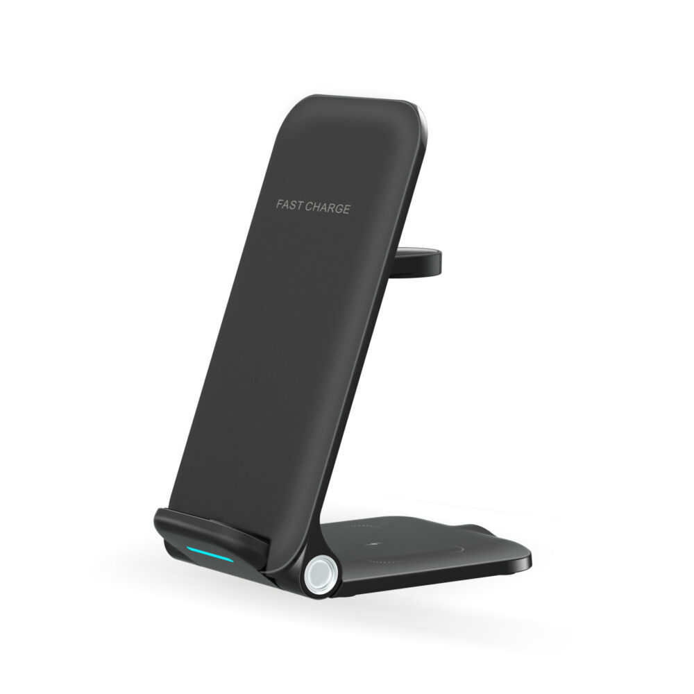 3-in-1 Foldable QI Wireless Charging Stand | Fast Wireless Charger for iPhone, Apple Watch & AirPods