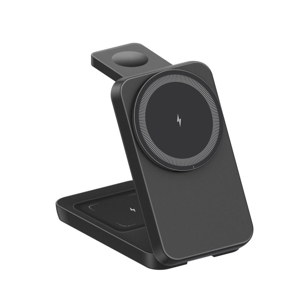 No Mess Cables Foldable 3-in-1 QI Wireless Charging Stand Multi Device Fast Charging Dock For Daily Use Aluminum alloy material