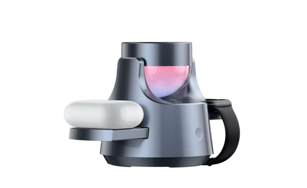 Qi2 15W Magnetic Wireless Charger 3 In 1, Stepper Motor Auto Open Design RGB Light Foldable Travel Charging Station