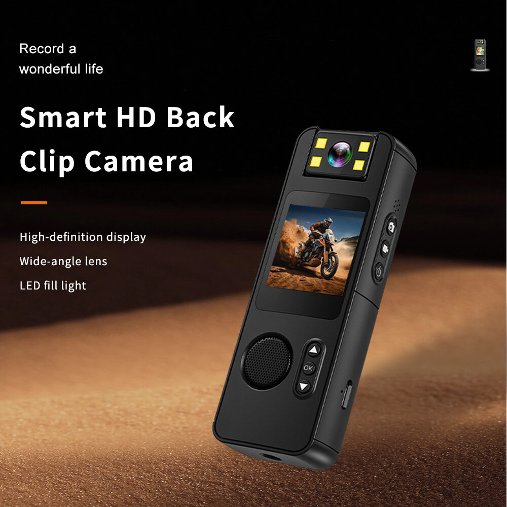 1080P Clip-On Wearable Body Camera | 180° Rotating Lens Night Vision Mini Sports Recorder