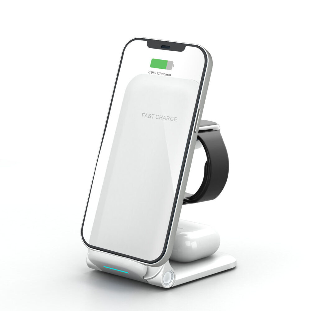 Foldable QI Wireless Charging Station 3 in 1 Multi Device Charger for Apple Devices