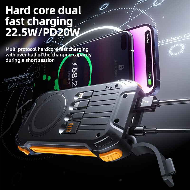 Solar power bank with four cables - Image 7
