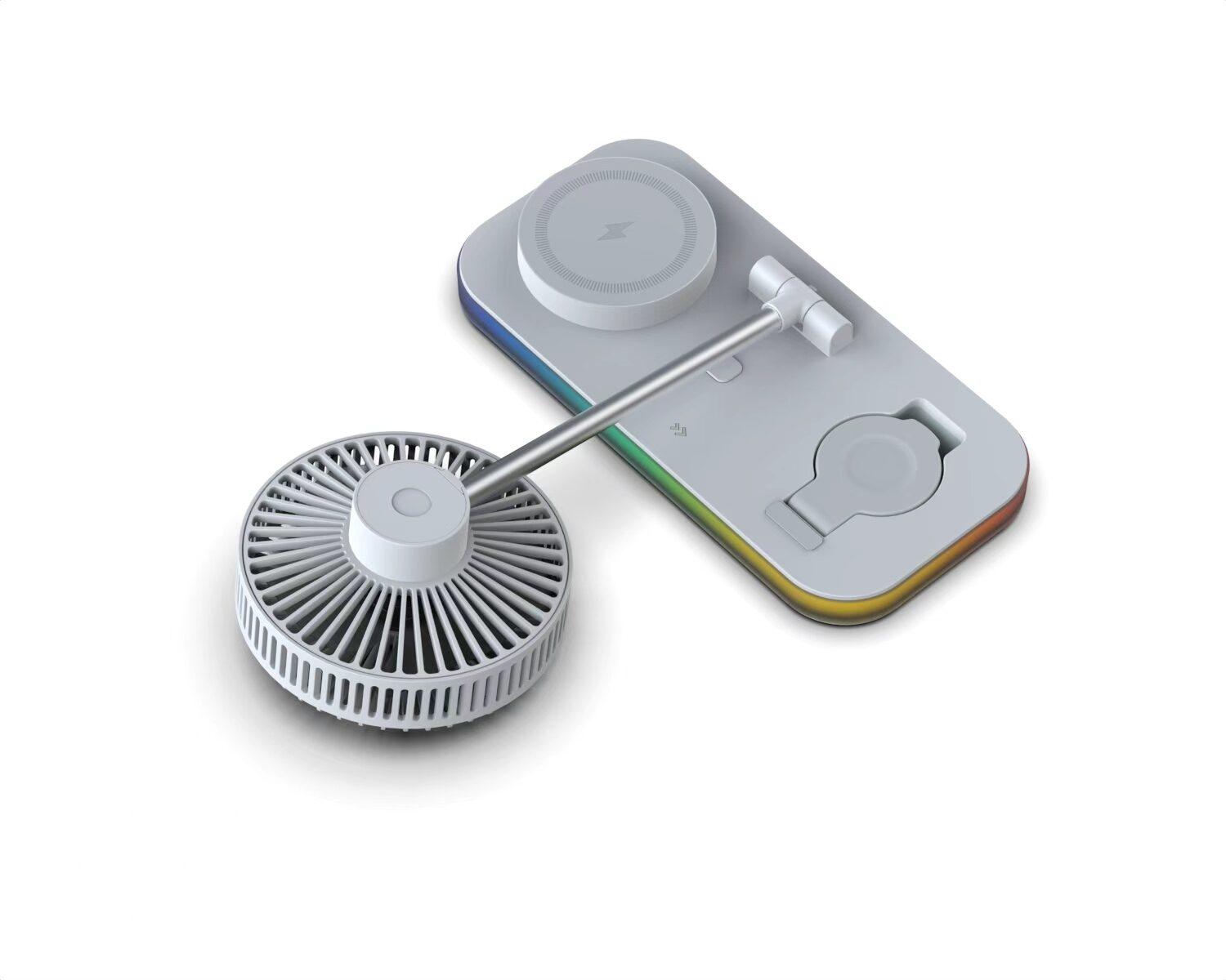 Portable Foldable Desk Fan with 3-in-1 Wireless Phone Charger and RGB light - Image 6