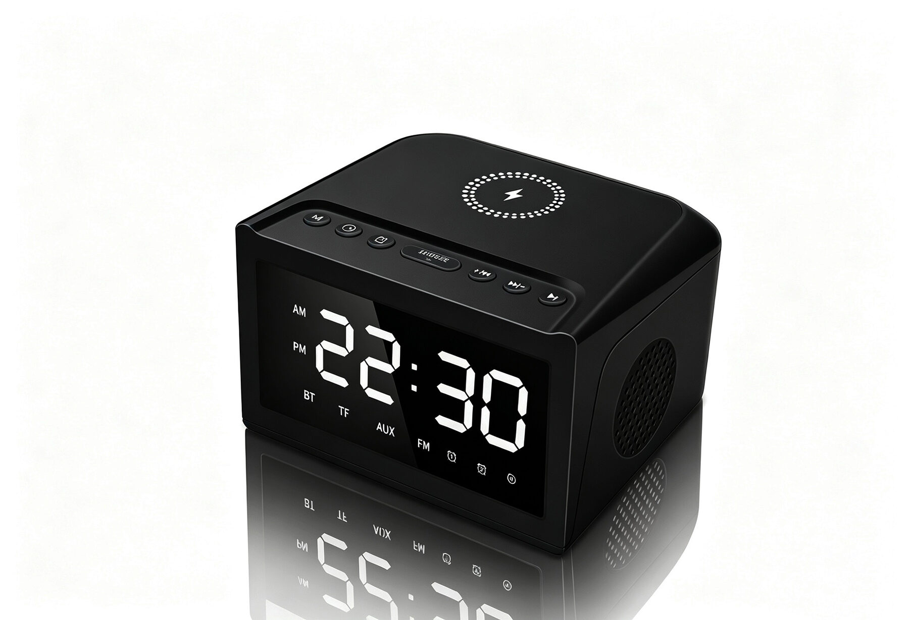 Bedside Desktop Bluetooth Speaker Wireless Charger with Digital Clock Alarm FM - Image 6