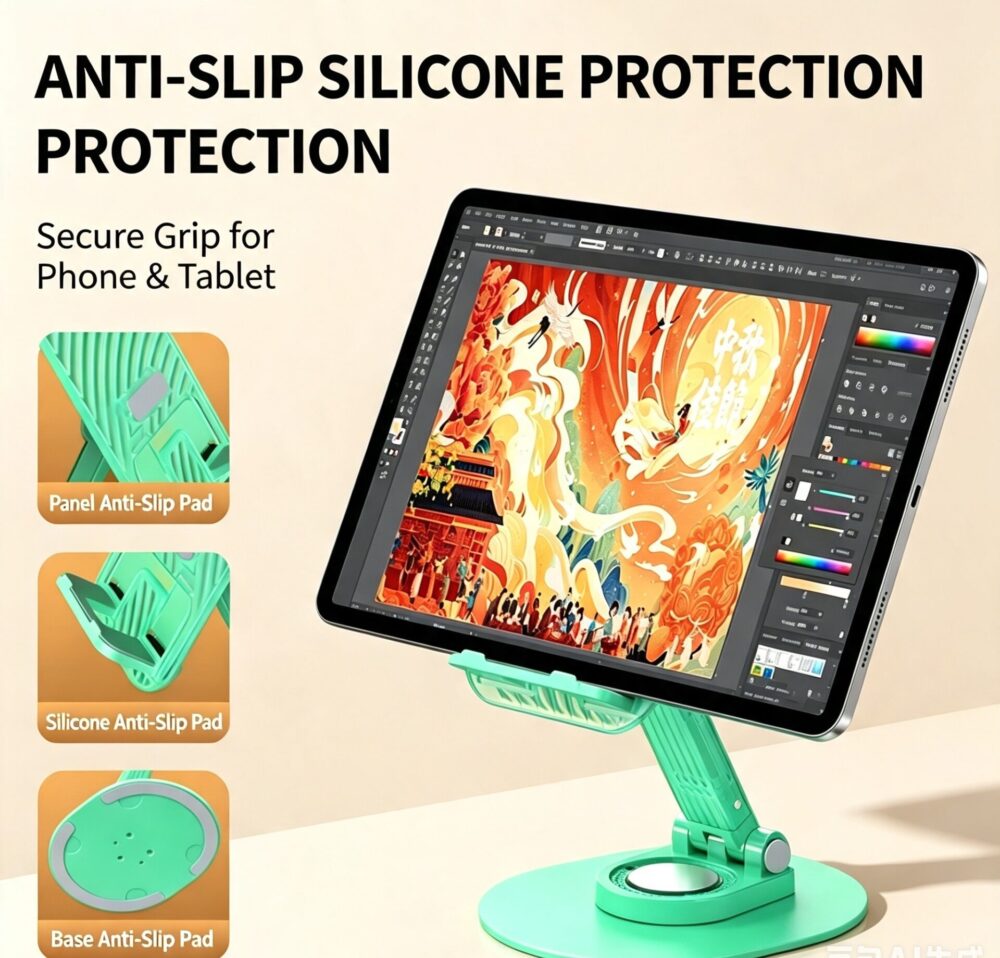 Telescopic Height Adjustable Aluminum Phone Stand, 360 Degree Rotation Foldable Anti-sag Tablet Holder, Universal Mobile Support Bracket