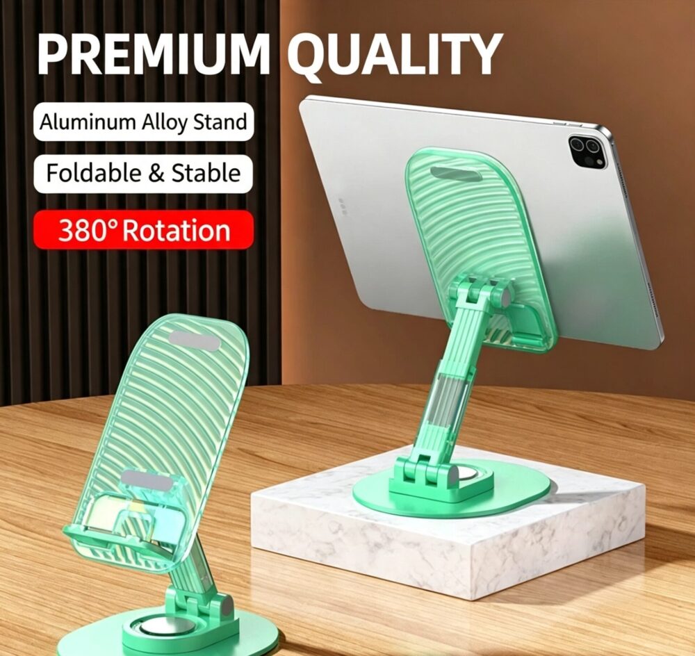 Foldable Phone Tablet Stand, 360° Rotatable Telescopic Anti-sag Desk Holder, Multi Colors Universal for Cellphone & iPad