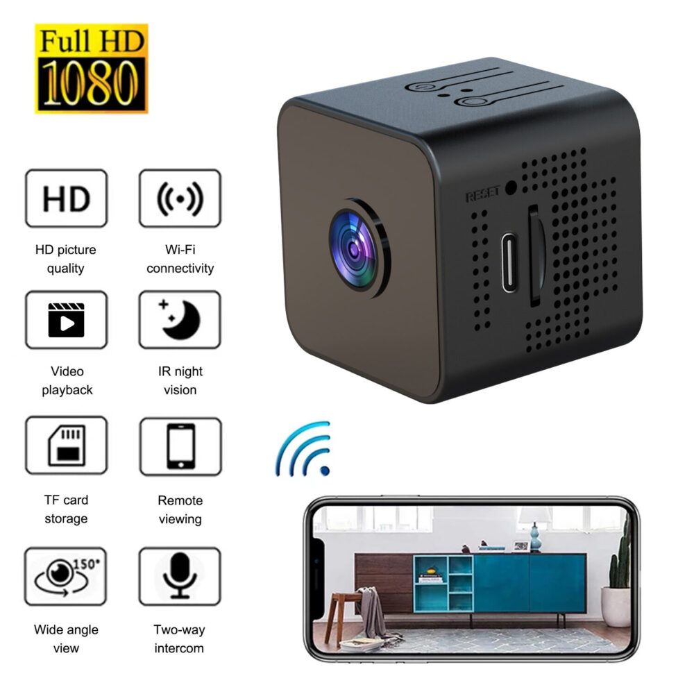 Battery Powered Hidden Spy Mini Camera Magnetic Attachment 2.4GHz WiFi Infrared Night Vision Remote Access Nanny Cam Indoor Monitoring Camera