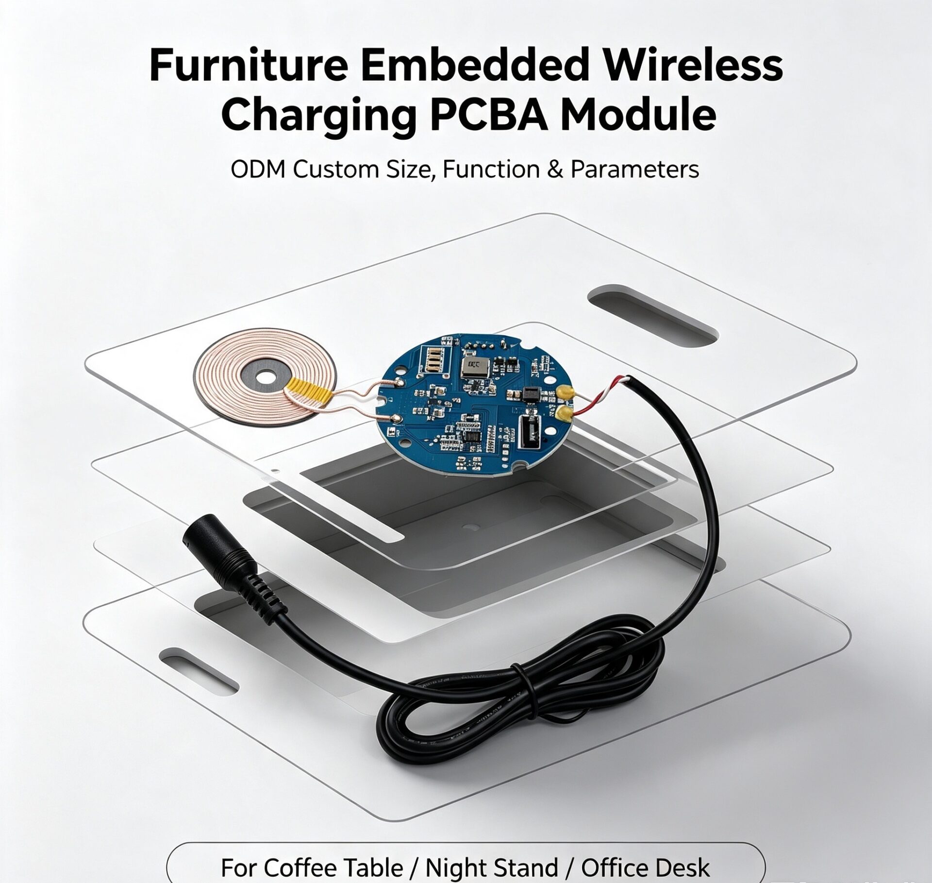Custom Wireless Charger Base PCBA Module For Smart Furniture, ODM Custom Size & Function Wireless Charging Transmitter Circuit Board - Image 3
