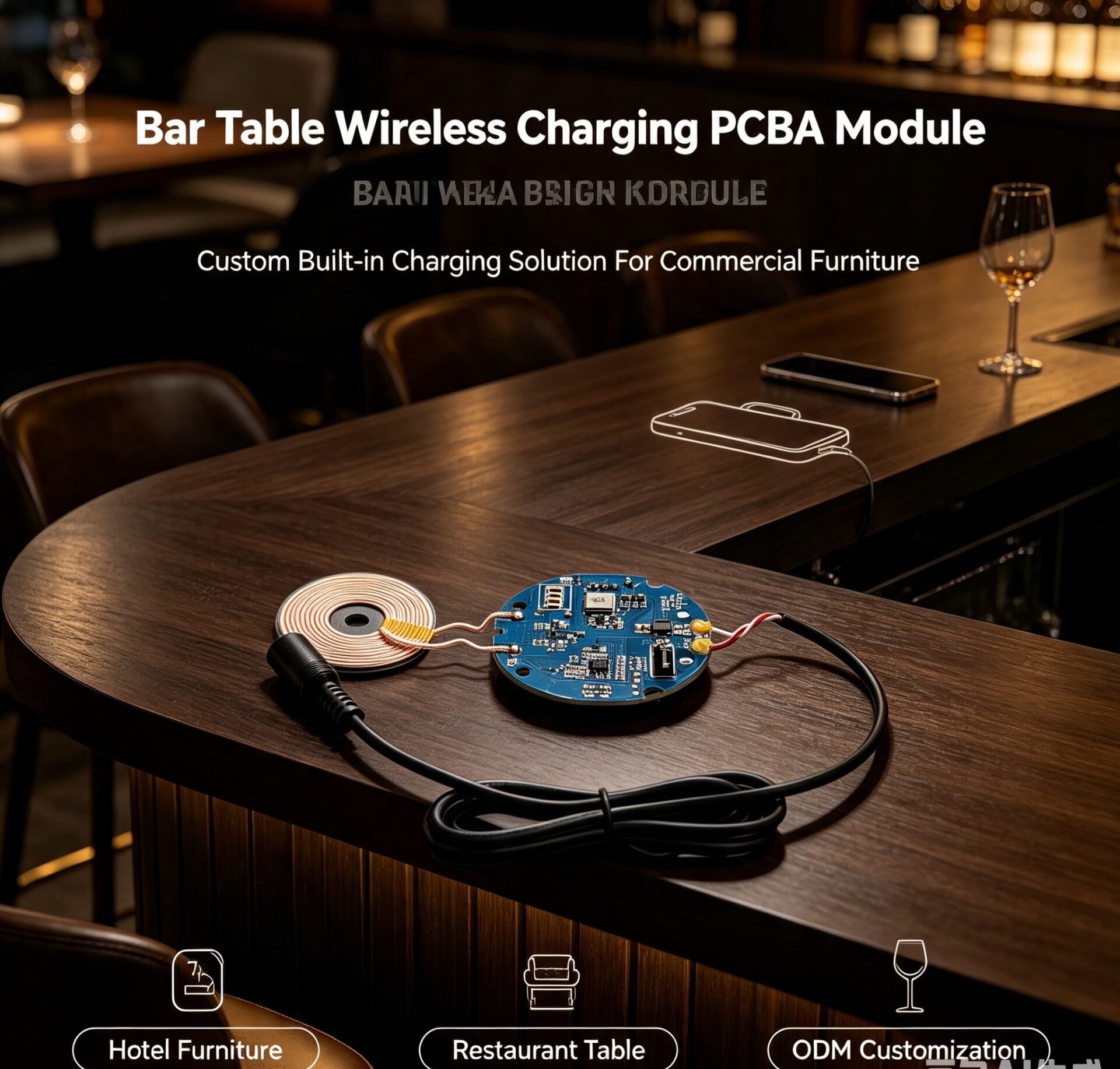 Custom Wireless Charger Base PCBA Module For Smart Furniture, ODM Custom Size & Function Wireless Charging Transmitter Circuit Board - Image 2