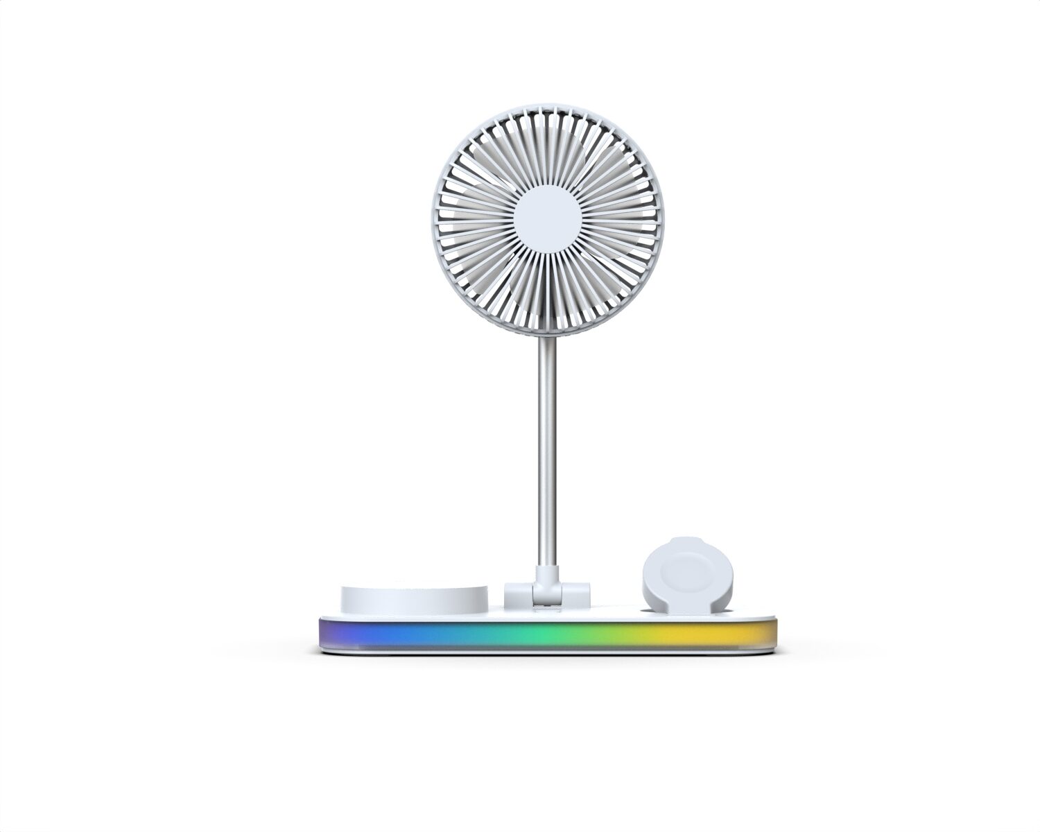Portable Foldable Desk Fan with 3-in-1 Wireless Phone Charger and RGB light - Image 2