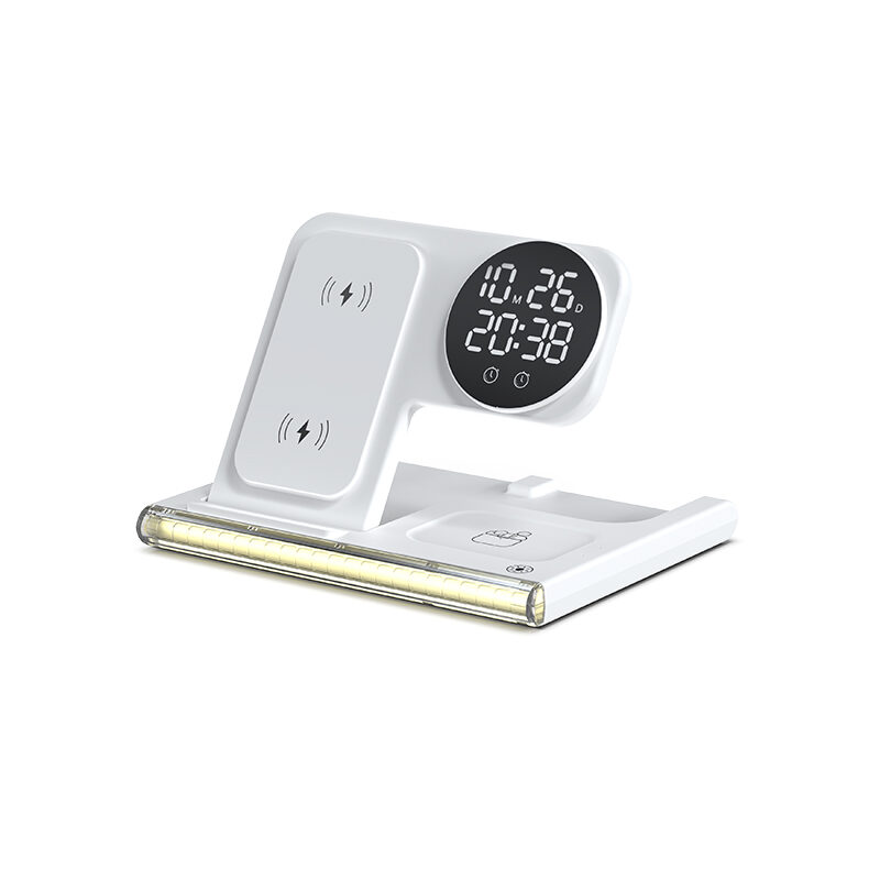 Foldable 3‑in‑1 Wireless Charger Dock Digital Clock & Ambient Light for Phone Earbuds Watch Home Use - Image 3