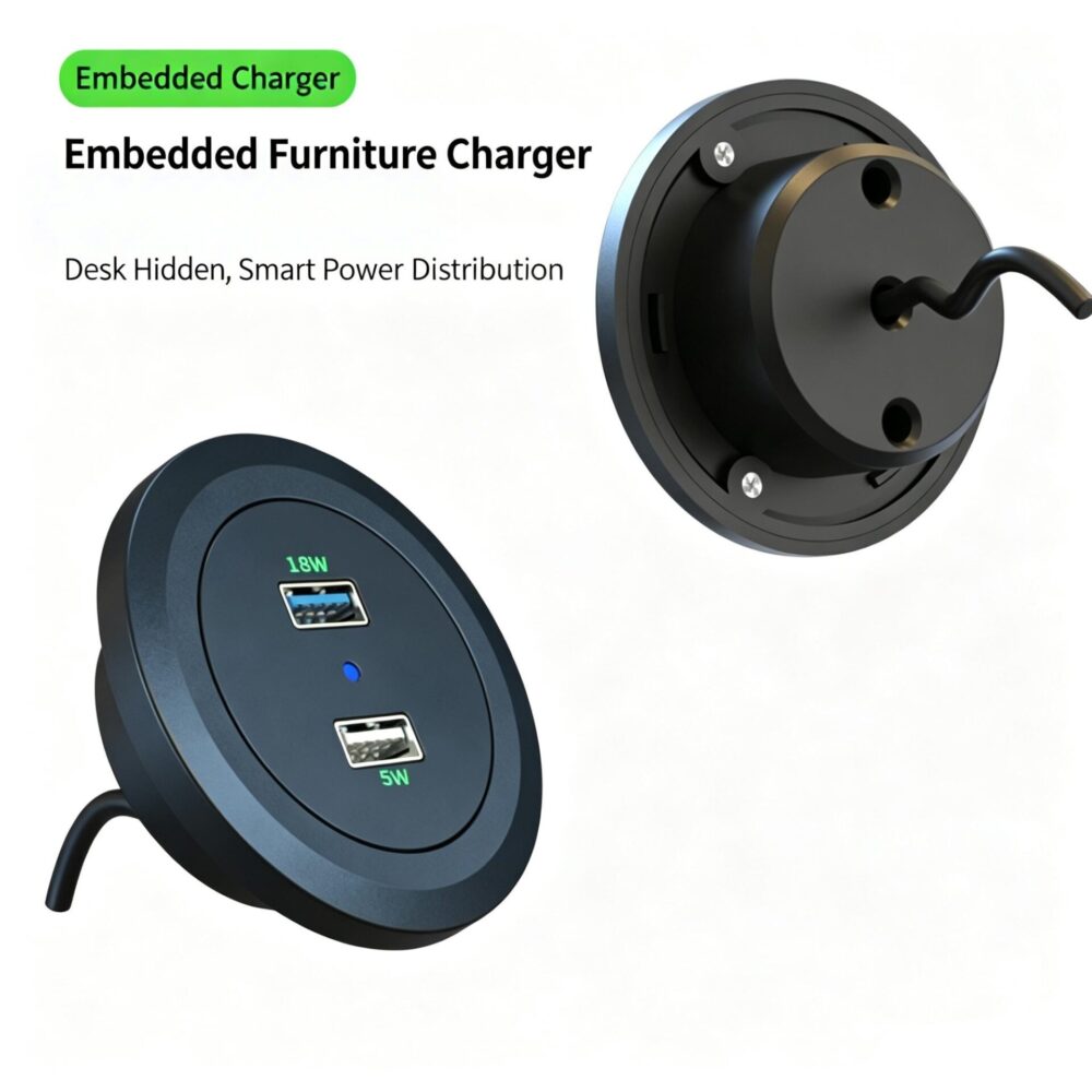 Embedded Furniture USB Charger For Global Furniture Manufacturers