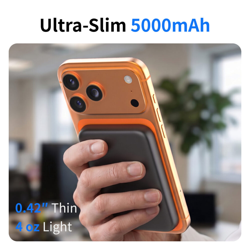Magnetic Wireless 5000mAh Power Bank | 15W Wireless charging & PD Fast Charge