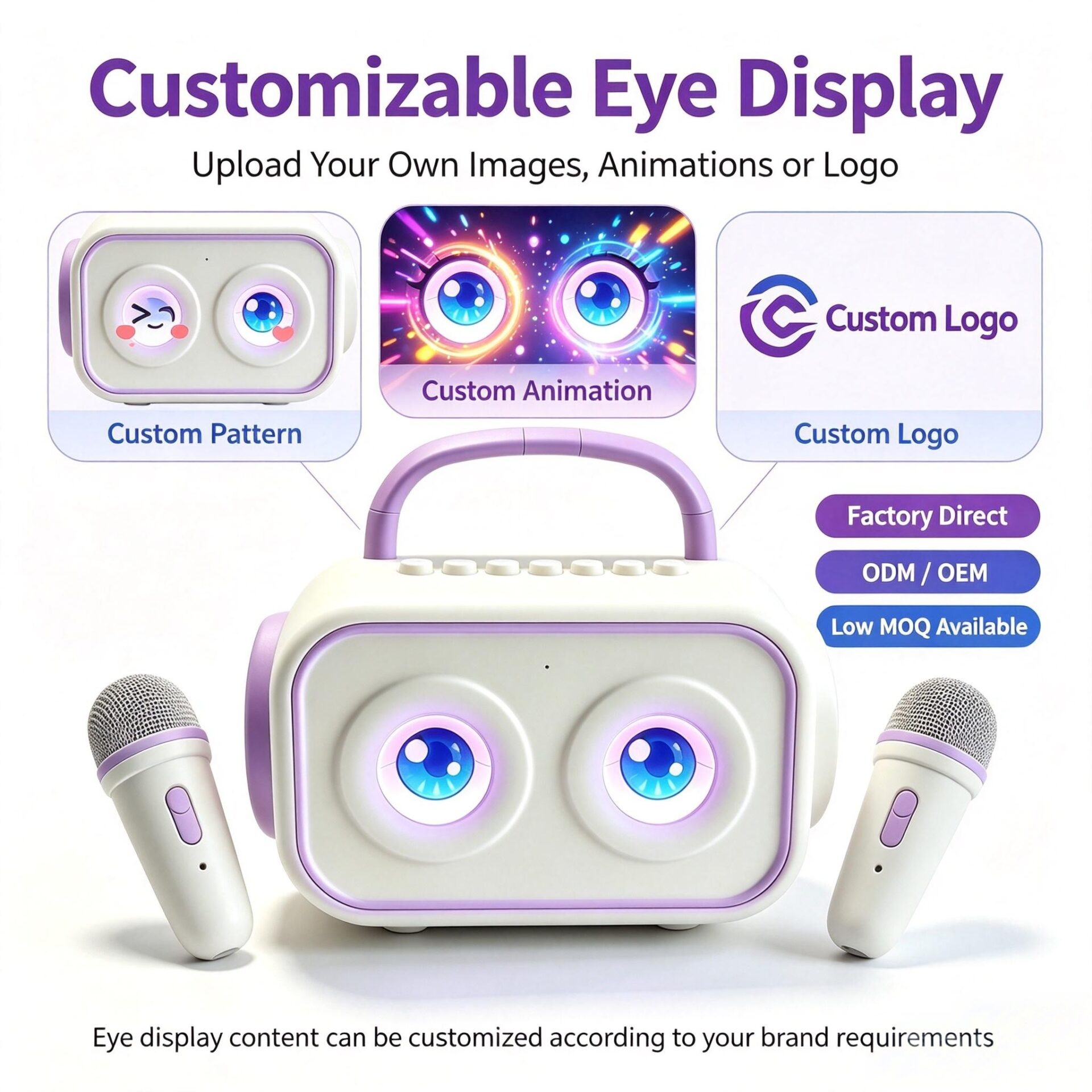 Wholesale Kids Bluetooth Karaoke Speaker | Custom Eye Animation Private Label ODM OEM Manufacturer - Image 8