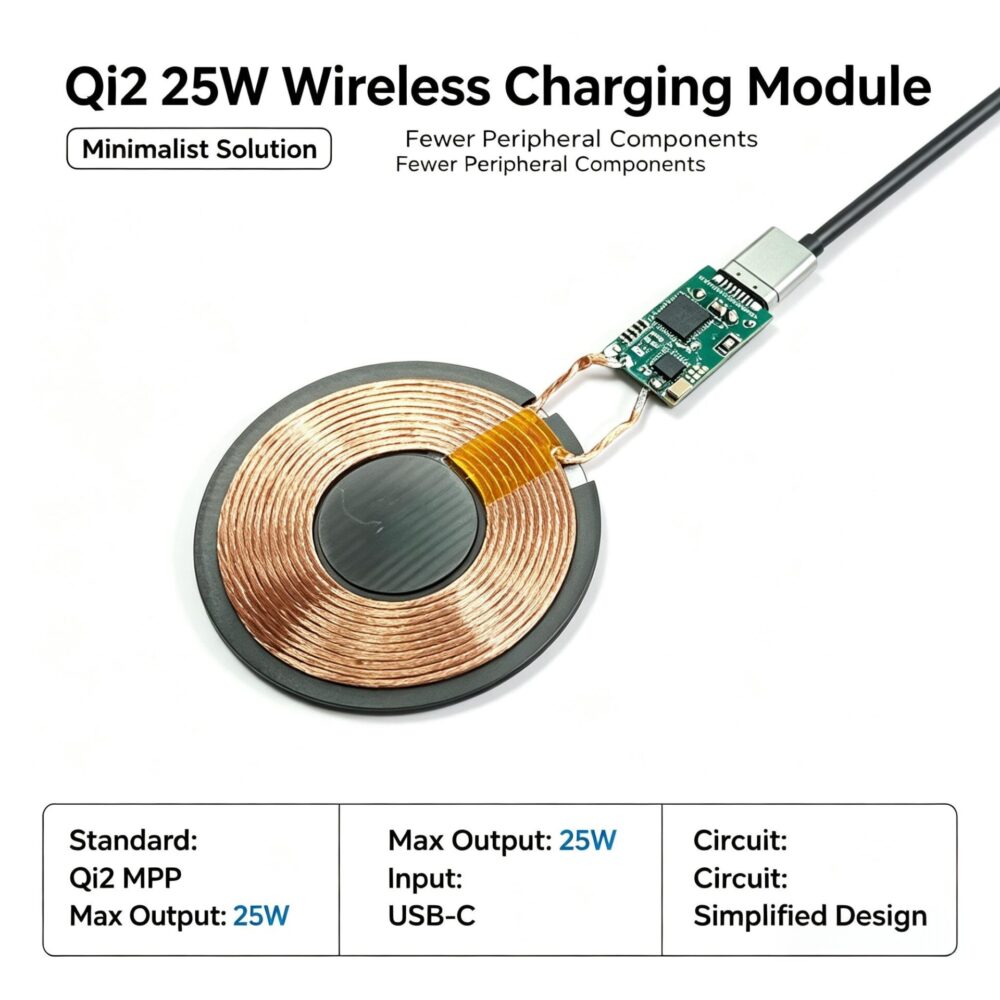 Qi2 25W MPP Wireless Charging Module | Minimalist PCBA With Custom Structure Design