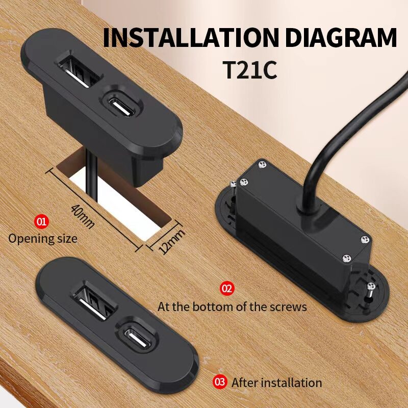 Embedded USB-A & Type-C Charging Station | Desktop Edge Multi-Port Charger