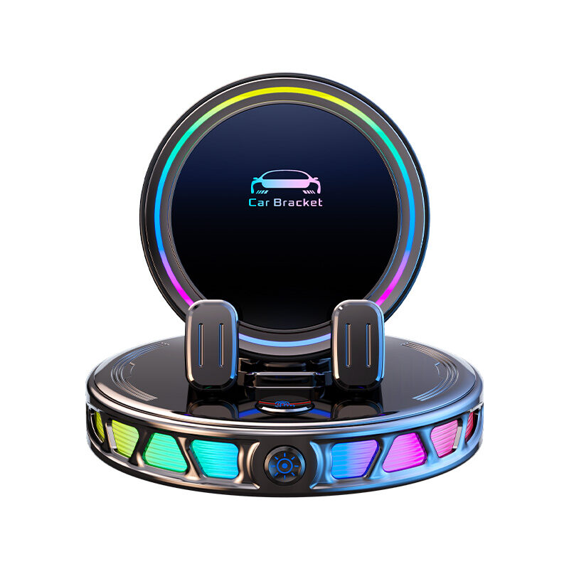 Electric Vacuum Suction Car Phone Mount with RGB Ambient Light | 360° Rotation Automatic Clamp Dashboard Phone Holder for Cars