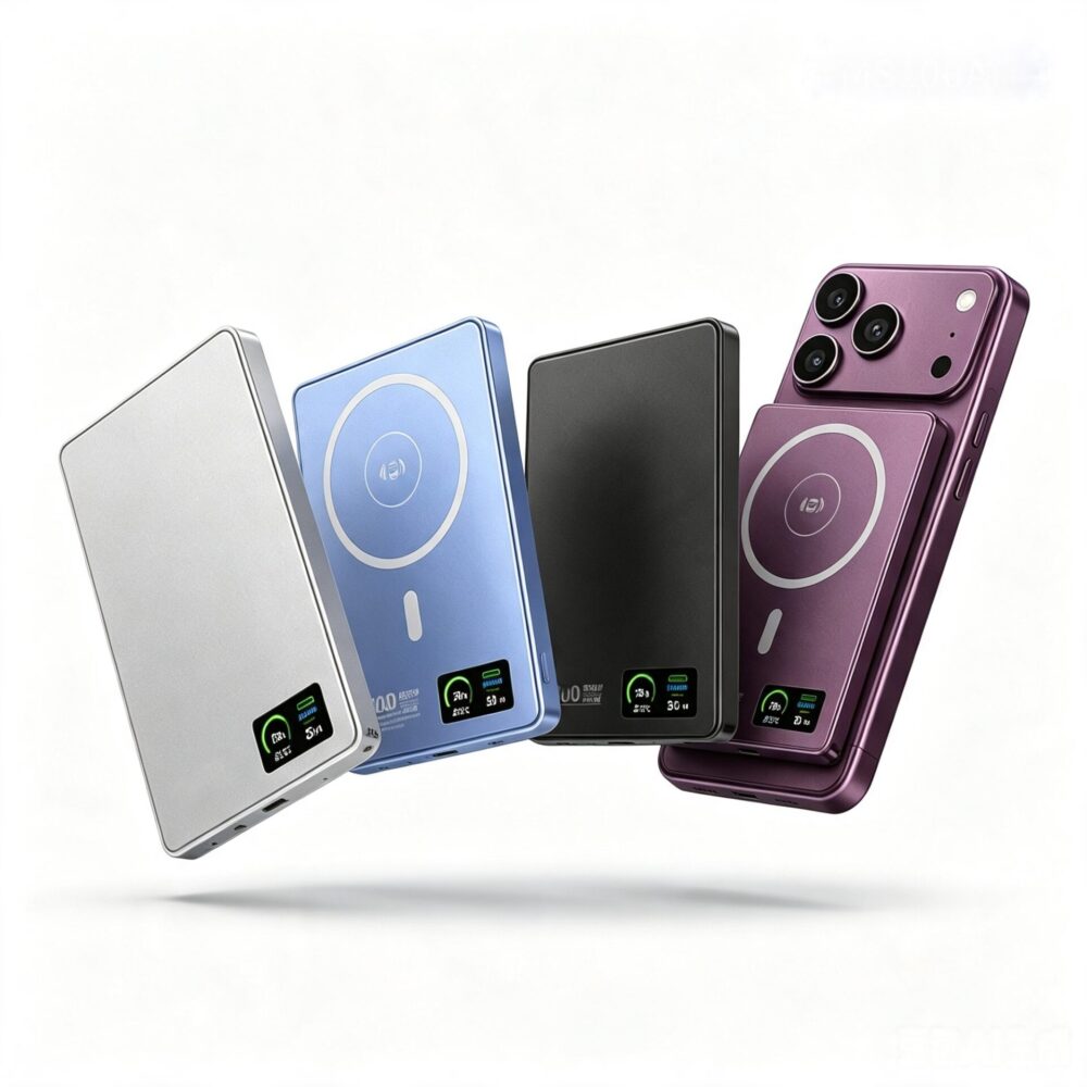 10000mAh Slim Magnetic Power Bank | Qi2.2 25W Fast Charge, Watch Charger, Q Value Wake-up TFT Screen