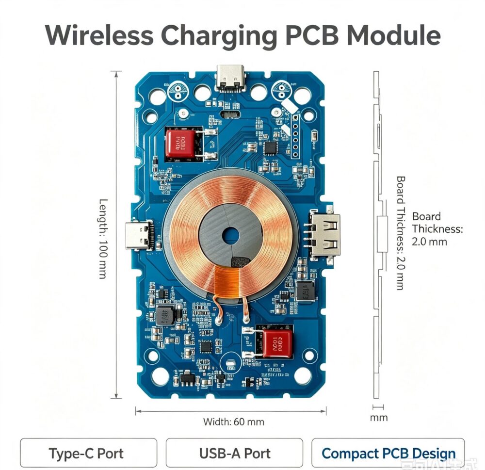 Ultra-thin 1.0mm QI2 Wireless Charging PCBA Module Custom Embedded Charger PCB Board