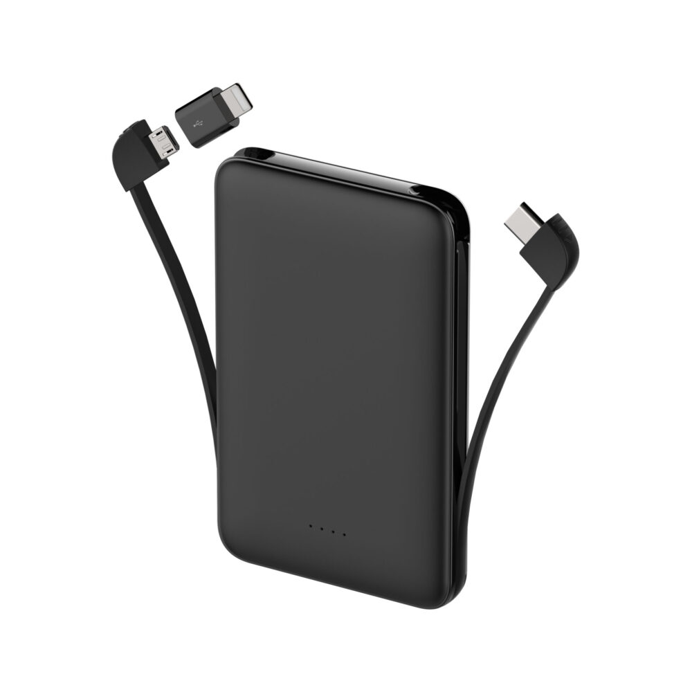 Built‑in cable 5000mah Power Bank | Li‑polymer Portable External Charger
