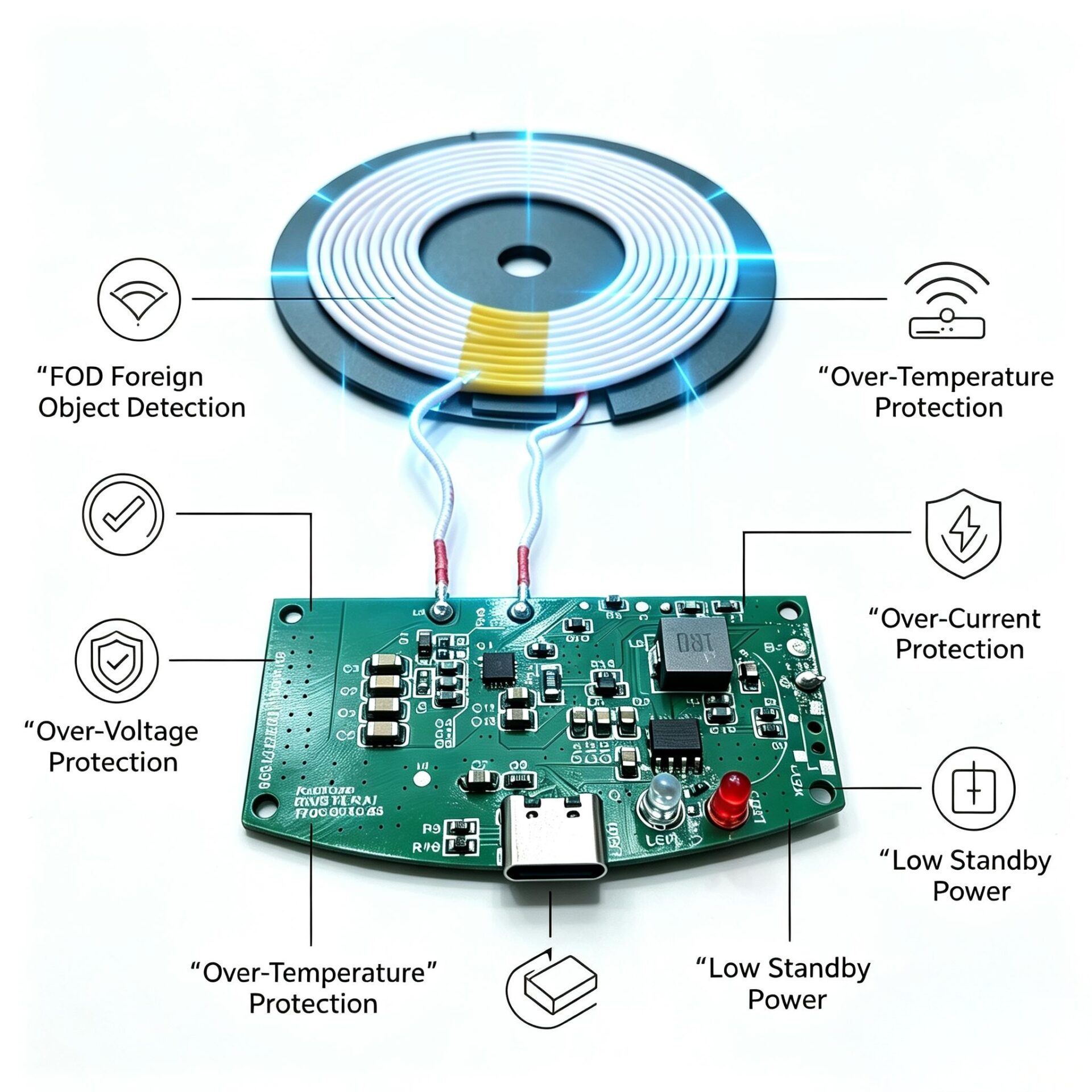 Custom Wireless Charging Power Bank PCBA with Q-factor Wake-up Function - Image 3