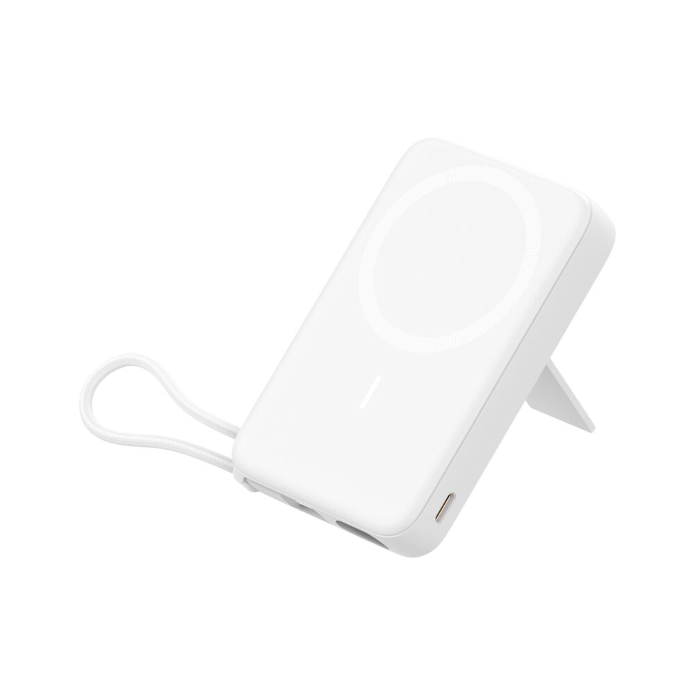 10000mAh Magnetic Wireless Charging Power Bank with Foldable Stand and Lanyard, Portable External Battery Pack for iPhone Android