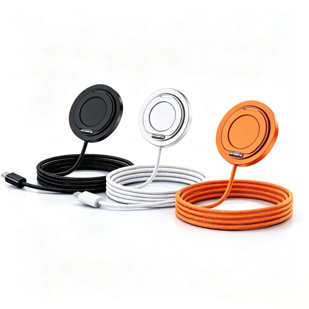Wholesale Foldable Stand Magnetic Wireless Charging Cable | Custom Logo Nylon Braided Type C Charger