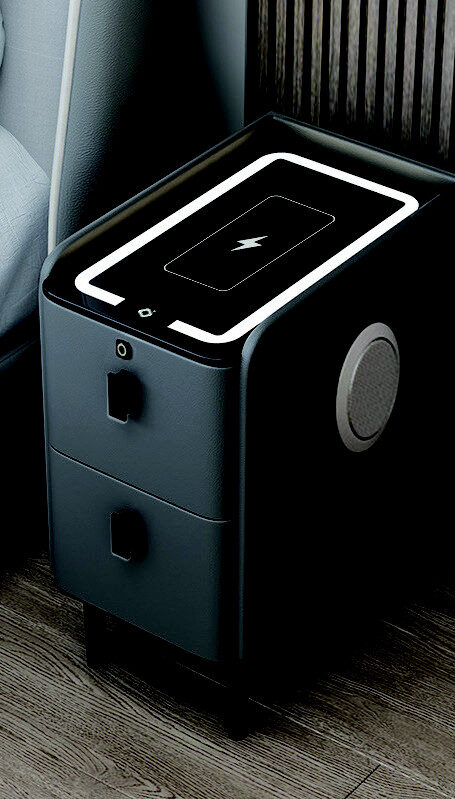 Modern Smart Nightstand Cabinet with Induction Light & 3-Color LED&wireless charging&bluetooth audio - Image 8