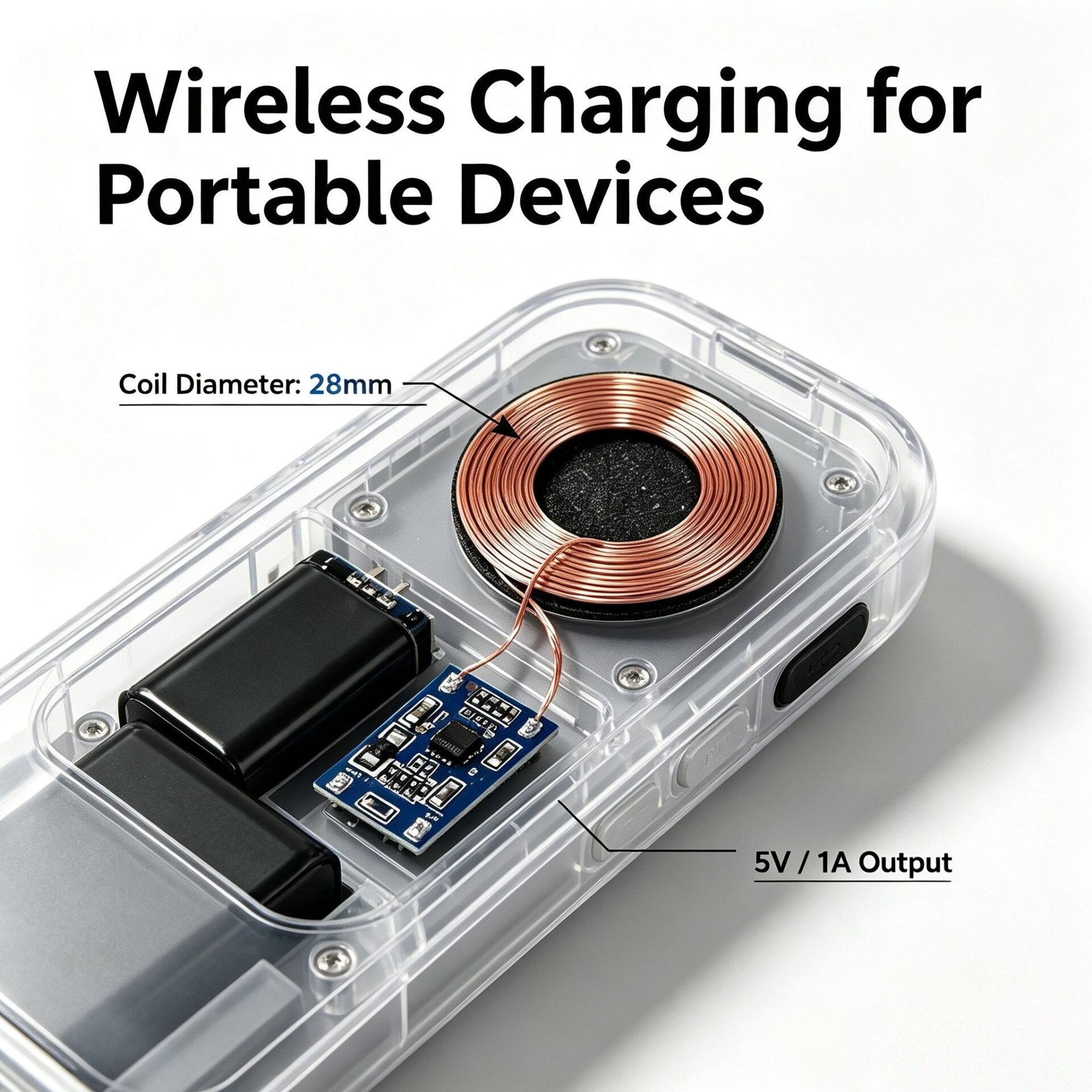 Embedded Wireless Charging Receiver Board 5V1A | 1.3mm Thin 28mm Coil 15x10mm PCB Qi Charging Module - Image 5
