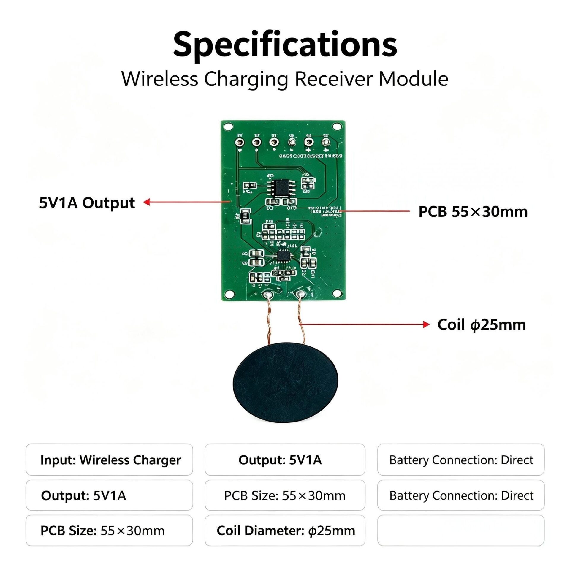 5V1A Wireless Charging Receiver Module | with Battery Charge Management - Image 4
