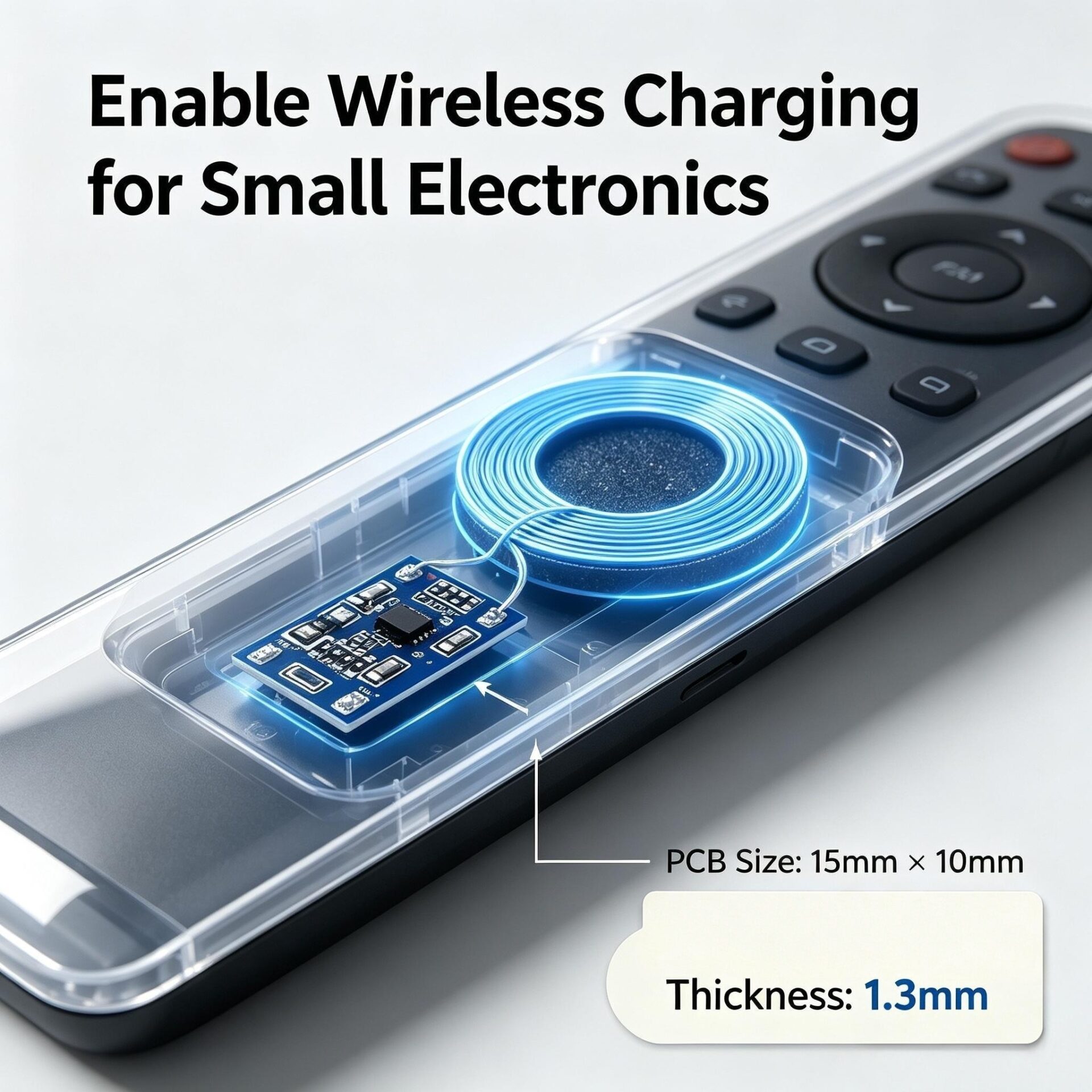 Embedded Wireless Charging Receiver Board 5V1A | 1.3mm Thin 28mm Coil 15x10mm PCB Qi Charging Module - Image 4