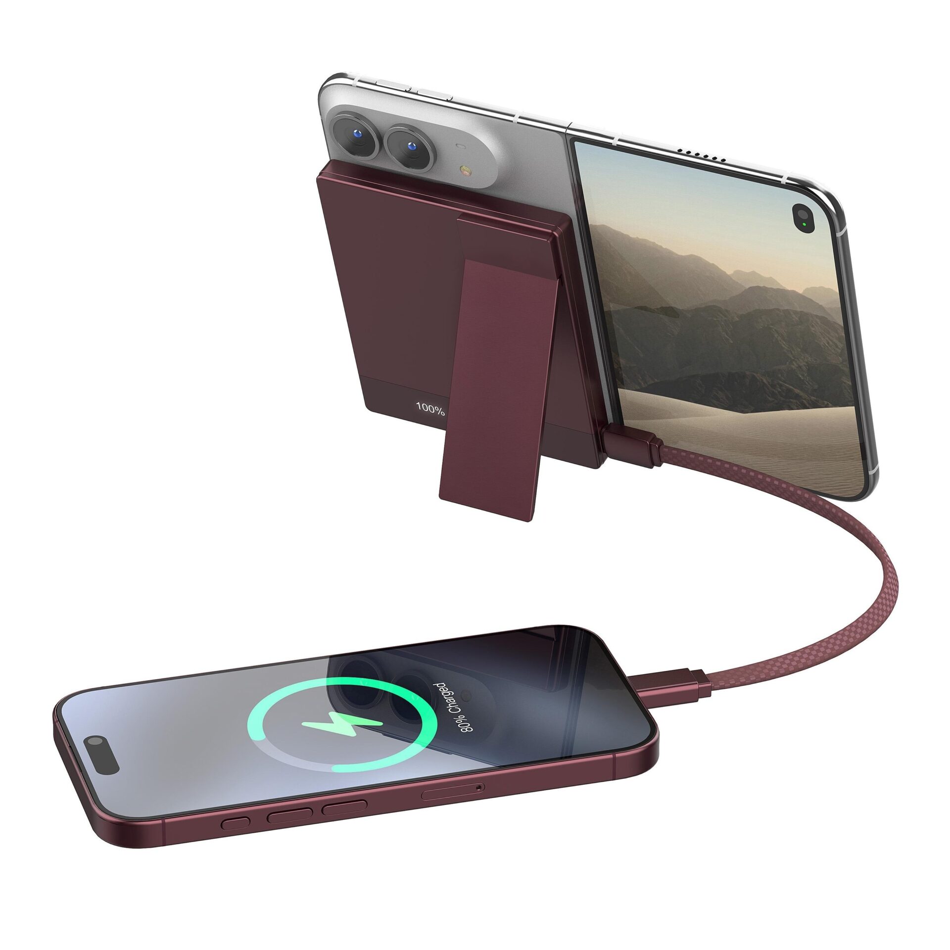 5000mAh Magsafe Wireless charging Power Bank for iPhone Duo Foldable Phone with stand&Lanyard - Image 8